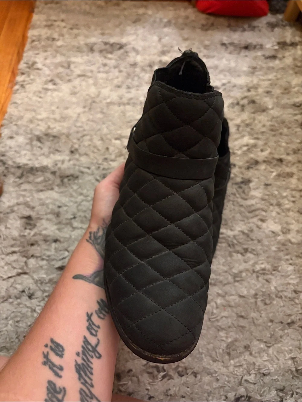 Teva Women’s 7.5 De La Vina Dos waterproof Leather Black Quilted Ankle Shoes